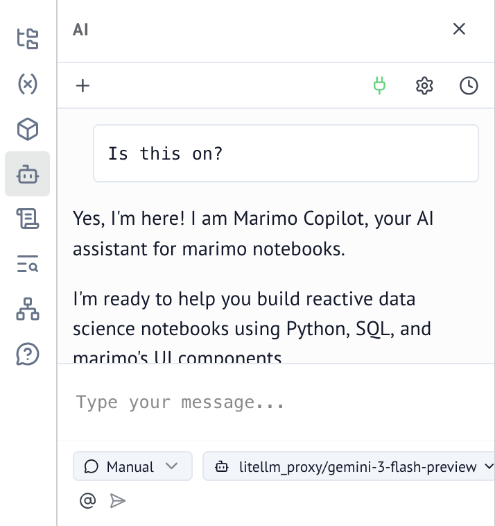 Marimo chat panel