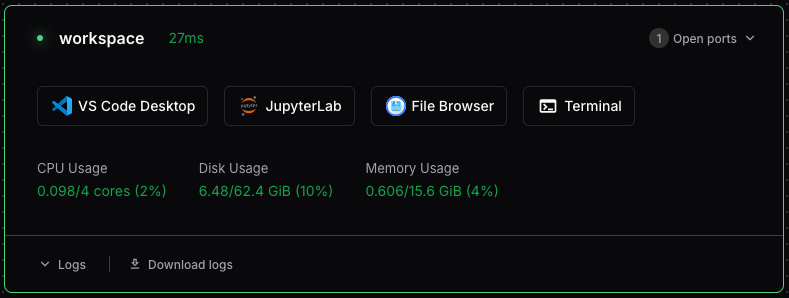 Coder Workspace Dashboard